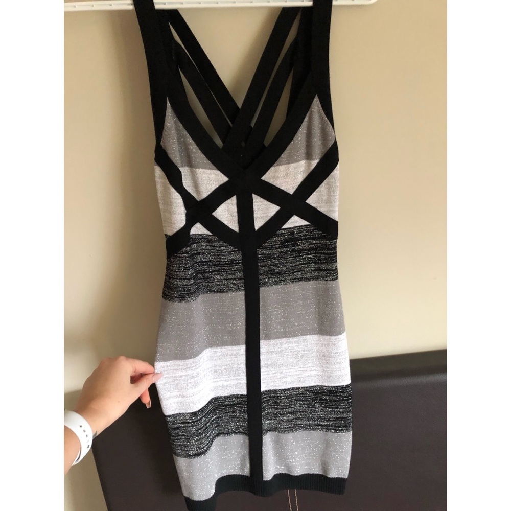 Black and silver bandage dress